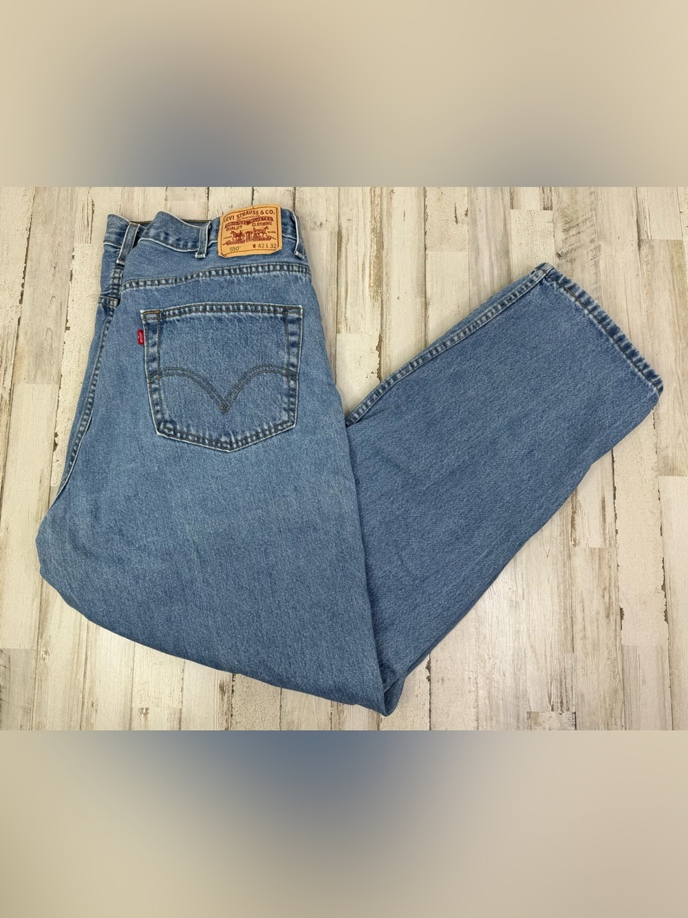 Vintage Levis 550 Pants Jeans Men 42x31 Denim Stretch Blue Straight